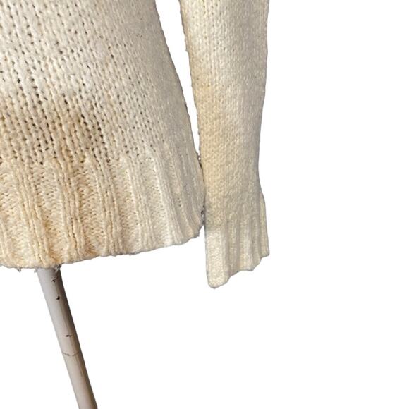 Energie Cream V-Neck Knit Pullover Sweater Women Sz M - Picture 4 of 9